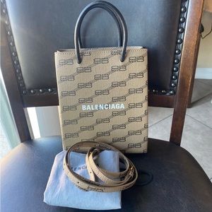 SOLD❤️ BALENCIAGA BB Monogram Large Brown 2 WAY Shoulder Bag